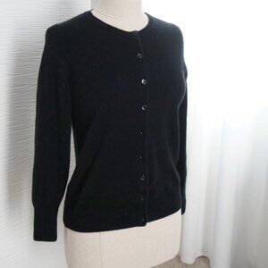 Pure Collection Black 100% Cashmere Crew Neck Cardigan Size 6